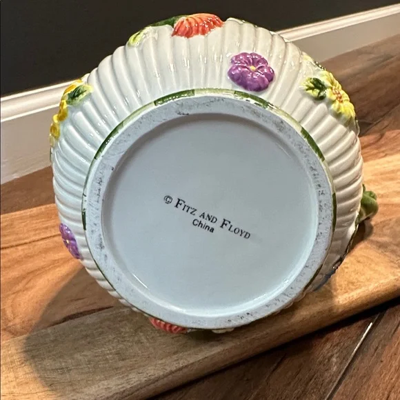 Floral Ceramic Pitcher with Green Handle, NWOTB - Picture 4 of 7